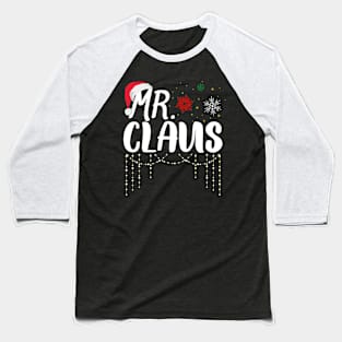 Mr and Mrs Claus Couples Matching Christmas Santa Pajamas Baseball T-Shirt